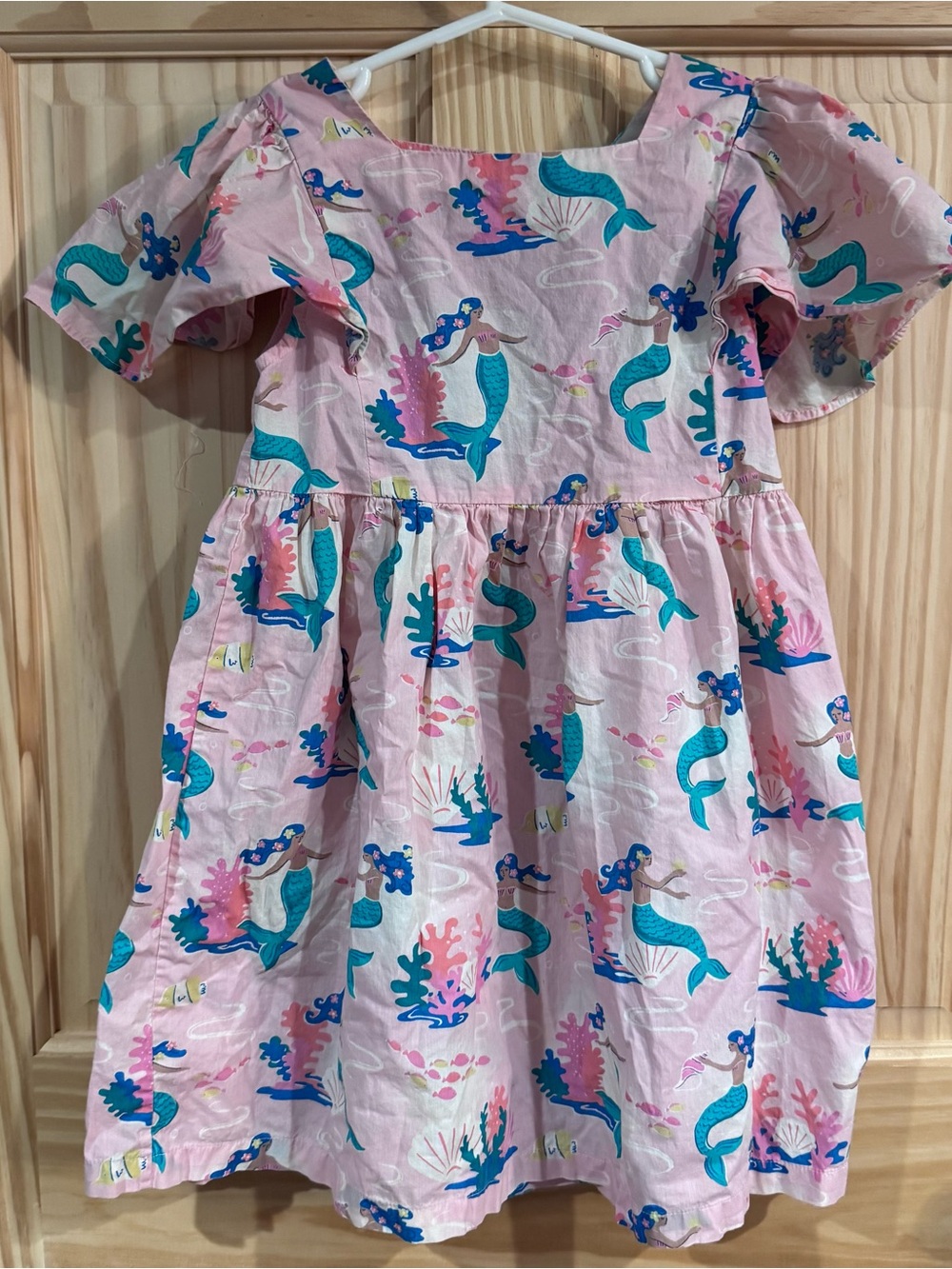 Mini Boden Pink Dress Under water Mermaid Print 7-8 medium